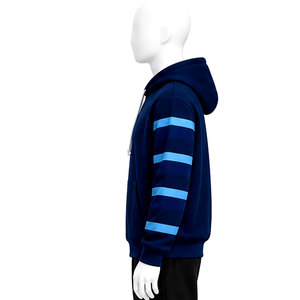 Sudadera con Capucha para Hombre Zee Good, Mangas a Rayas Azules, Corte Regular, Informal, con Bolsillo, Material Transpirable de Felpa Francesa - Product Image 5