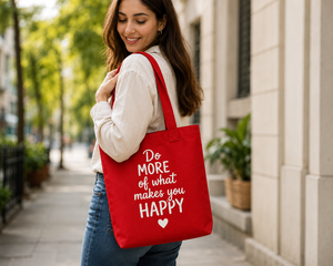 Sac fourre-tout en toile de coton rouge AMANI 14x14x4 pouces, impression sérigraphiée, pour le shopping, avec poignée renforcée de 8 pouces, pour faire plus et devenir plus heureux - Product Image 4