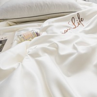Parure de lit d'été en soie lavée couleur unie 4 pièces, rafraîchissante, pour lits Queen et King Size