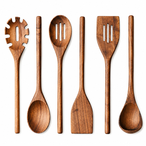 Ustensiles de cuisine en bois avec logo personnalisé, ustensiles de cuisine en bois naturel de qualité supérieure, spatules et cuillères en bois écologiques - Product Image 1