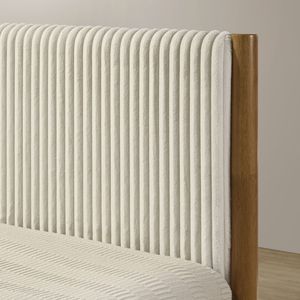 Letto con Piattaforma Imbottita Vichy Queen in Serie Legno di Gomma Noce Chiaro - Product Image 6