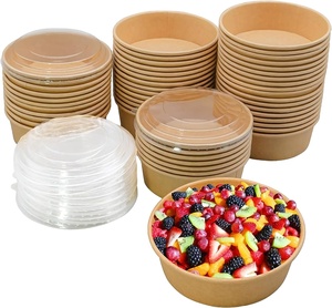 Custom Logo Kraft Paper Bowl 700-1000ml with Lid <b>Disposable</b> Food Container for Takeaway Soup Salad Food Packaging - Product Image 3
