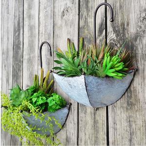 Pot de fleurs suspendu en métal galvanisé argenté, support mural pour plantes, décoration intérieure et extérieure, support pour clôture, décoration de jardin, acier rustique - Product Image 5