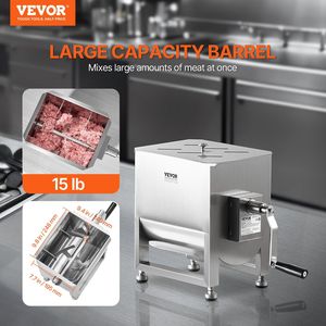 Miscelatore Manuale per Carne con Serbatoio Fisso in Acciaio Inox da 10L, per Lavorazione di Fino a 15 Libbre di Carne, Attrezzatura per Miscelare Salsicce - Product Image 2
