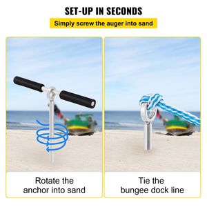 Ancora da sabbia in acciaio inossidabile 316 da 18 pollici con manico rimovibile e corda elastica per spiaggia, barriera di sabbia e imbarcazioni - Product Image 5