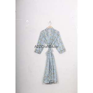 Kimono 100% Algodón con Estampado Floral, Ligero, para Verano, Spa, Baño, Estilo Casual, Largo hasta la Rodilla, para Dormir, Playa, Bikini - Product Image 4