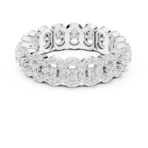 Lab Grown Diamond Eternity <b>Band</b> 925 Sterling <b>Silver</b> Graduated Round Cluster Vintage Wedding Anniversary <b>Ring</b> for Women - Product Image 1