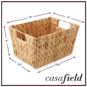 Water Hyacinth <b>Storage</b> <b>Baskets</b> Rectangle With Handles Rustic Style Multi-Purpose Neatening Organizers M Size - Product Image 5