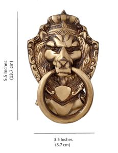 Dos golpeadores de puerta de latón puro estilo victoriano con diseño de león, para puerta principal, color marrón antiguo - Product Image 3