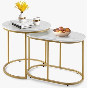 Modern Luxury Gold <b>Frame</b> Marble Top Nesting Coffee Tables Set Elegant Living Room Side Table Furniture Affordable Price - Product Image 1