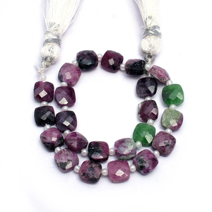 AAA+ Ruby Zoisite 6x6mm Faceted Square Briolette Fancy <b>Beads</b> Natural Rare Ruby Semi Precious Gemstone <b>Beads</b> For Jewelry Making - Product Image 2