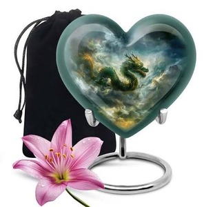 Urna Funeraria en Forma de Corazón en Color Verde con Diseño Personalizado para Cenizas de Adultos, Urna Decorativa de Metal para Recuerdo - Product Image 6