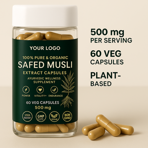SafedMusli Energy Capsules Suplemento de hierbas ayurvédicas para soporte de resistencia masculina Etiqueta privada y logotipo personalizado - Product Image 1