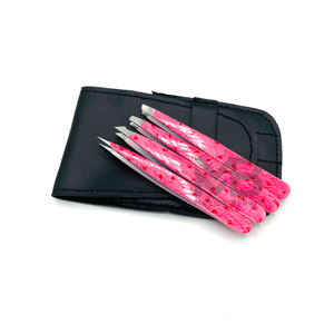 Pinzas de Cejas de Acero Inoxidable Duraderas con Mango Rosa, Juego de Pinzas de Punta Fina para un Acabado Preciso - Product Image 1