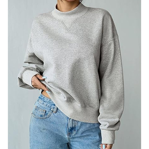 Custom Women Oversized Mock Neck Sweatshirt with Contrast Rib Collar Cuffs and Hem heavyweight fleece mockneck women sweatshirts - Product Image 1