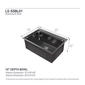 Lavello da cucina a incasso singolo in acciaio inossidabile 27x19 pollici, design Farmhouse profondo (solo lavello, non spedibile) - Product Image 4