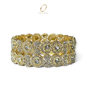 Ensemble de bracelets classiques en acier inoxydable plaqué or avec cristaux, pour femmes, mariage indien, bijoux de mode haut de gamme, vente en gros - Product Image 3