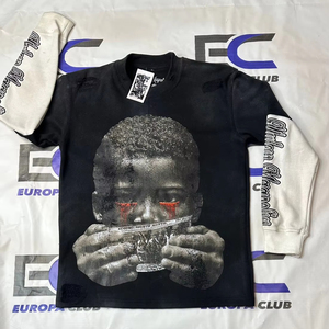 Camiseta de Manga Larga para Hombre, 100% Algodón, Impresión DTF, Estilo Urbano, Doble Capa, Venta al Por Mayor - Product Image 1