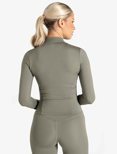 Customized Wholesale Logo Women Yoga Cotton Zipper Hoodie <b>Jacket</b> Long Sleeve Thumb Hole Slim Fit <b>Workout</b> Coats - Product Image 2
