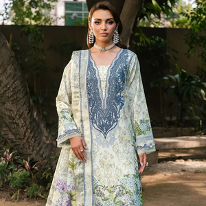 Pure Cotton Salwar Kameez Midi Length Heavy Patch Embroidery for <b>Party</b> Wedding Diwali & <b>Prom</b> - Product Image 1