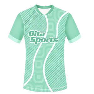 Ensemble short et maillot de rugby vert menthe et blanc, manches courtes, col en V, uniforme d'équipe géométrique, personnalisable, respirant, pour entraînement sportif - Product Image 3