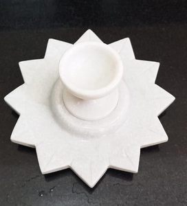 White <b>Marble</b> Tea Light Uruli with Lotus Flower Design Decorative Bowl Candle Holder with <b>Marble</b> Diya Elegant Home Festive Decor - Product Image 1