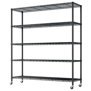 Espositore Regolabile con Ruote in Ferro 117*45*185cm, Verniciato a Polvere Nero per Scaffali da Garage - Product Image 2