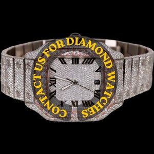 Reloj de Pulsera Cuadrado de Diseño Personalizado 2026 con Esfera de Números Romanos y Diamantes Moissanite, Colección de Dos Tonos para Hombre - Product Image 1