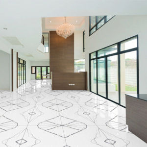 Azulejos de Porcelana Pulida Betrix Negro con Acabado Brillante, Diseño Continuo sin Juntas, 2x4 pies (60x120 cm), Diseño Book Match, Grado Superior - Product Image 1