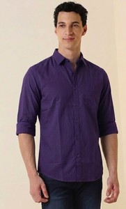 เสื้อเชิ้ตผู้ชาย Enovate แบบกระดุมสองแถว สีพื้น แขนยาว สไตล์ลำลอง ปกคอพับ ระบายอากาศได้ดี ผ้าป๊อปลินคอตตอน - Product Image 2