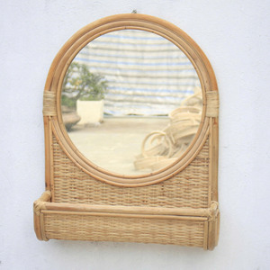 Espejo de Pared Boho de Lujo, Fabricado en Vietnam, Decoración Moderna para el Hogar, Colgante, Ecológico, Ovalado, de Ratán y Vidrio, Color Beige - Product Image 2