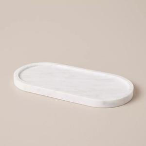 Bandeja Decorativa Ovalada Minimalista de Mármol Blanco, Bandeja de Servicio de Piedra Lisa, Centro de Mesa para Mesa de Café, Bandeja Organizadora Multiusos de Lujo - Product Image 2