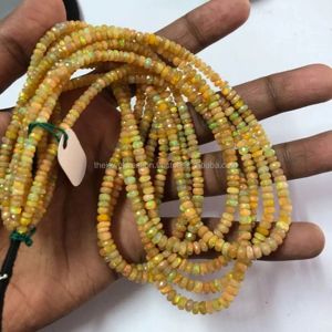 ลูกปัดโอปอลเอธิโอเปียธรรมชาติขนาด 3 มม. 4 มม. ทรงรอนเดลเหลี่ยมเพชรพลอยสีเหลืองสดใส สำหรับทำเครื่องประดับ อาลีบาบา 2026 - Product Image 2