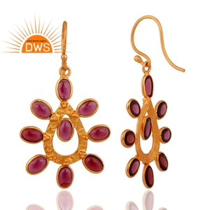 Pendientes Colgantes de Plata 925 Chapados en Oro de Diseño Artesanal de Colección Clásica, Pendientes de Piedras Preciosas de Granate Natural, Proveedores de Joyería - Product Image 3