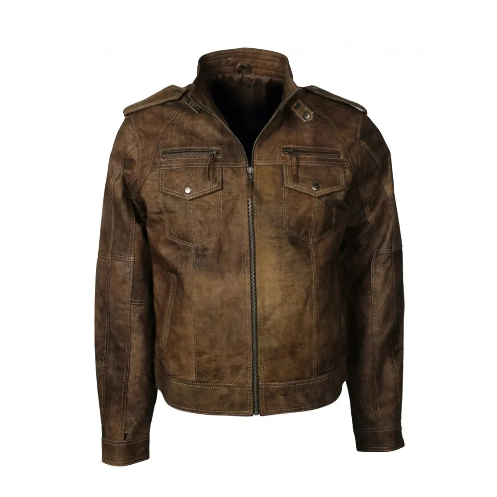 Men's Leather Jacket Wind Breaker Water Proof leather biker jacket/brown leather jacket mens outfit
