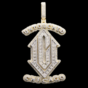 Pendentif Hip Hop en alliage plaqué or, serti de diamants, style Ice Fame Dynasty - Product Image 1