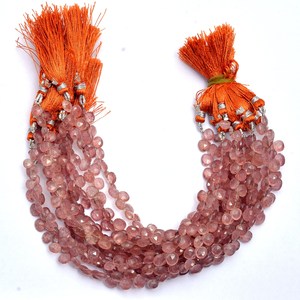 Quartz 6mm-7mm Faceted Heart Briolette Beads Natural Rare Strawberry Quartz Semiprecious Gemstone Loose Beads For Jewelry Making - Product Image 2