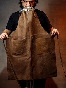 Tablier en cuir pour homme pour le travail du bois, tablier d'atelier de forgeron avec poches - Product Image 2