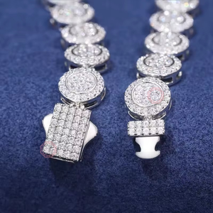 Iced Round Necklace Fine Jewelry Pendants & Charms S925 Silver Moissanite <b>Rapper</b> Fashion Jewelry <b>Chain</b> - Product Image 1