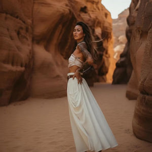 Falda Maxi Hippie para Festival, de Gasa de Algodón Orgánico, con Volantes, Larga y Fluida, Estilo Bohemio, para la Playa, Regalo para Ella - Product Image 1