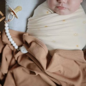 Simple Solid Cotton Swaddle <b>Blanket</b> Knitted Soft Texture Minimalist Design Swaddle <b>Wrap</b> Light Beige Tone - Product Image 4
