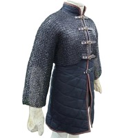 Demi-chemise en maille artisanale en acier doux, rivetée à plat avec anneaux de fixation, pour chevalier médiéval, armure viking et événements d'Halloween
