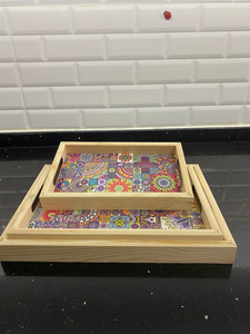 Plateau rectangulaire en bois de saule pour ottoman, plateau de petit-déjeuner en bois, plateau de service en bois antidérapant en provenance d'Inde - Product Image 2