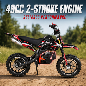 Mini moto à essence noire de 49 cm³ avec démarrage manuel, moto à 2 temps pour enfants, course et divertissement, moto tout-terrain pour enfants - Product Image 4