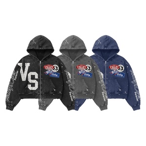 Ensemble sweat à capuche et short délavé pour homme, motif lettres imprimées, style streetwear, taille élastique avec cordon de serrage, fermeture éclair avant, style USA - Product Image 5