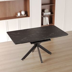 Tavolo da Pranzo Moderno Stile Mid-Century Estensibile da 62,4'' a 78,15'' Nero, Tavolo da Cucina Molto Grande per Sala da Pranzo, Feste e Conferenze - Product Image 3