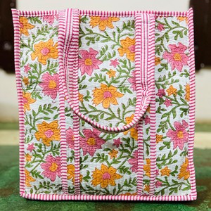Women's Large Cotton Quilted Weekender Duffle <b>Bag</b> <b>Boho</b> Style Printed Lightweight Outdoor Travel Luggage for Vacation Holidays - Product Image 2