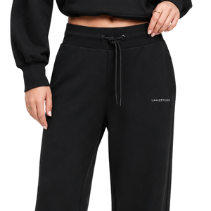 <b>Women's</b> Fleece Wide Leg <b>Trousers</b> Relaxed Fit Drawstring Elastic Waist Sweatpants with Side Pockets for Casual <b>Lounge</b> Daily Wear - Product Image 3