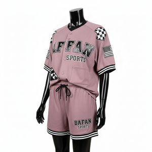 Ensemble short et maillot de baseball pour femme, léger, en polyester mesh respirant, couleur rose, avec logo personnalisé, ensembles pour femme 100% coton - Product Image 4