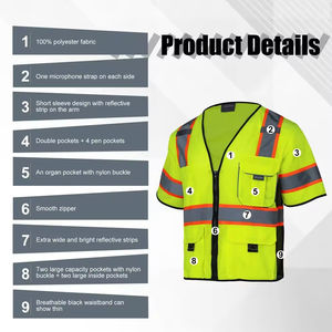Gilet de sécurité réfléchissant Zohan Creations, respirant, en polyester, certifié CE, haute visibilité, qualité supérieure, pour l'extérieur - Product Image 6